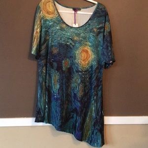 NWT 1X Asymmetrical “Starry Night” Tunic